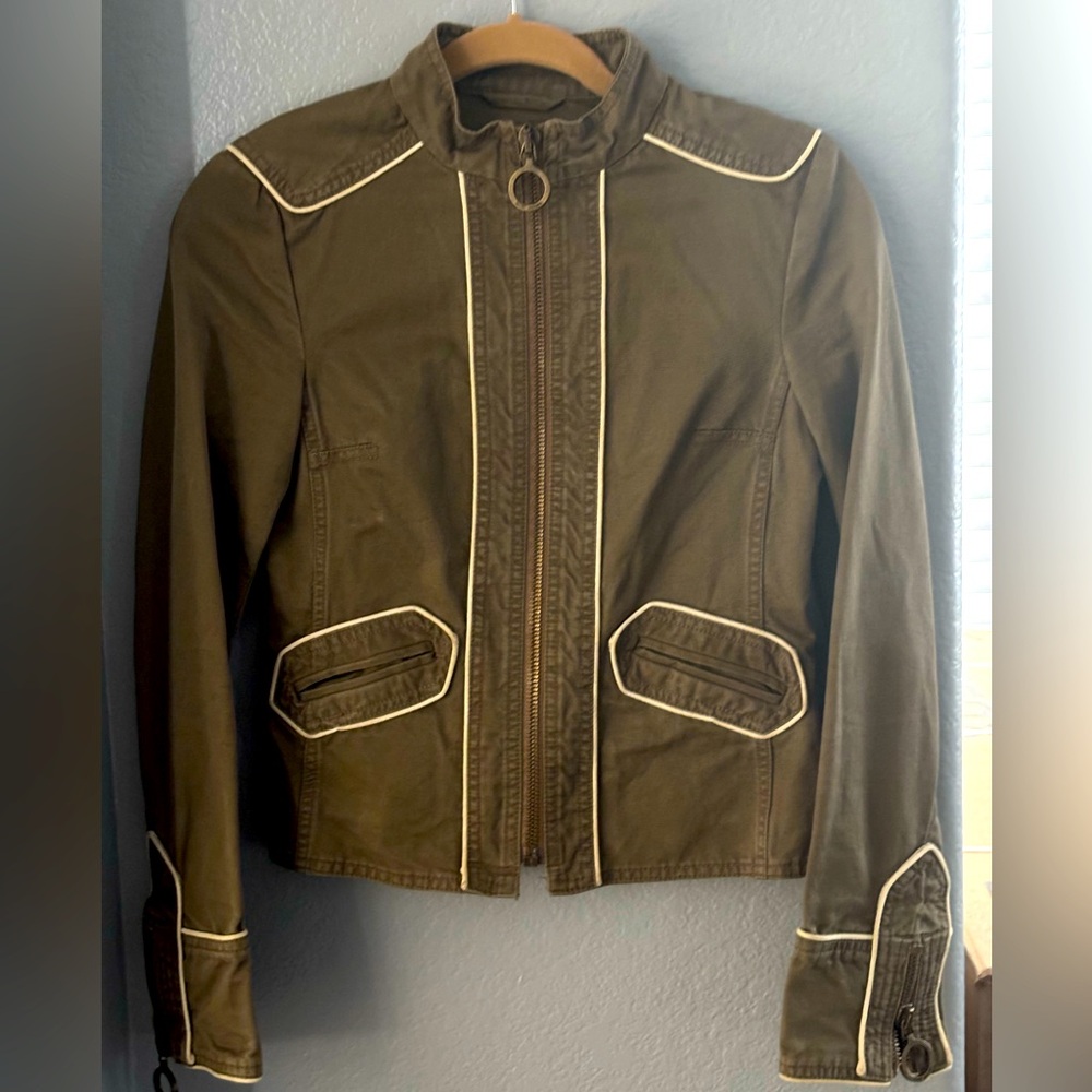 MARC JACOBS Khaki Zip Front Military Jacket: Size XS